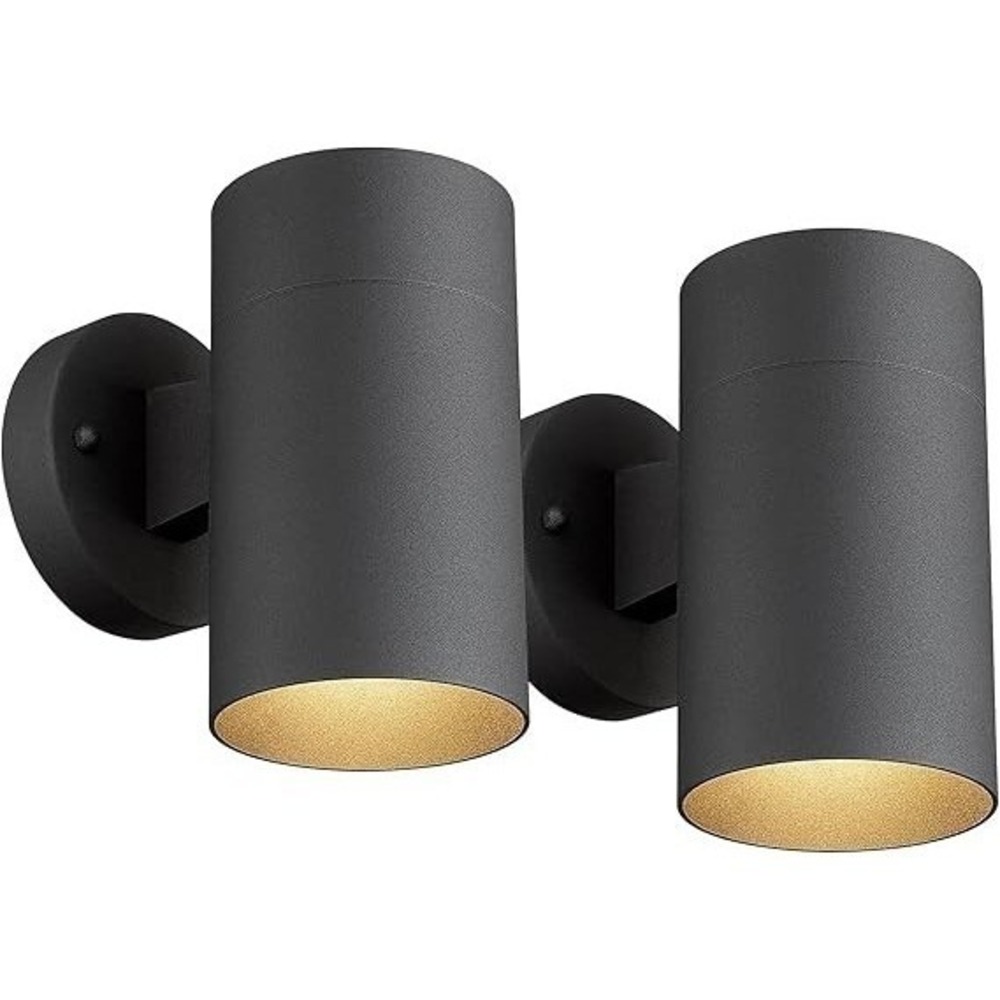 Ken & Ricky 2 Pack Outdoor Wall Light Fixture Matte Black Cylinder Sconce KR3309